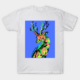 mexican reindeer venado ecopop in totonac patterns art T-Shirt